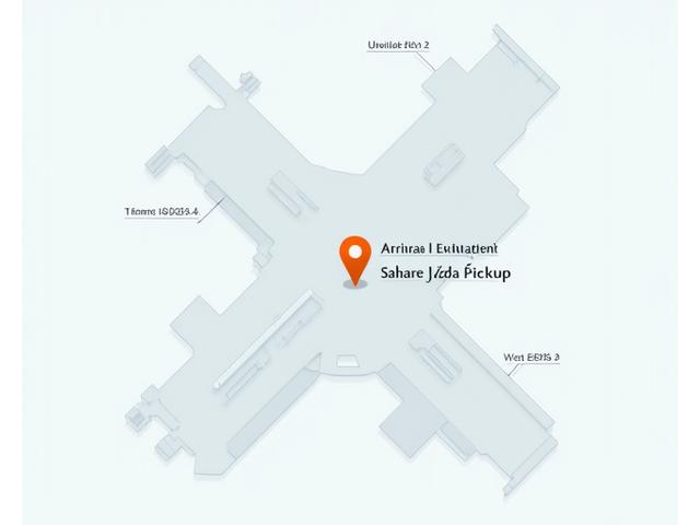 Přehledná mapa Letiště Václava Havla s označenou pobočkou Sahara Jízda pro vyzvednutí vozu.