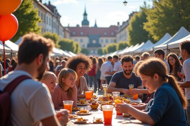 Skupina lidí účastnících se místní události v Praze